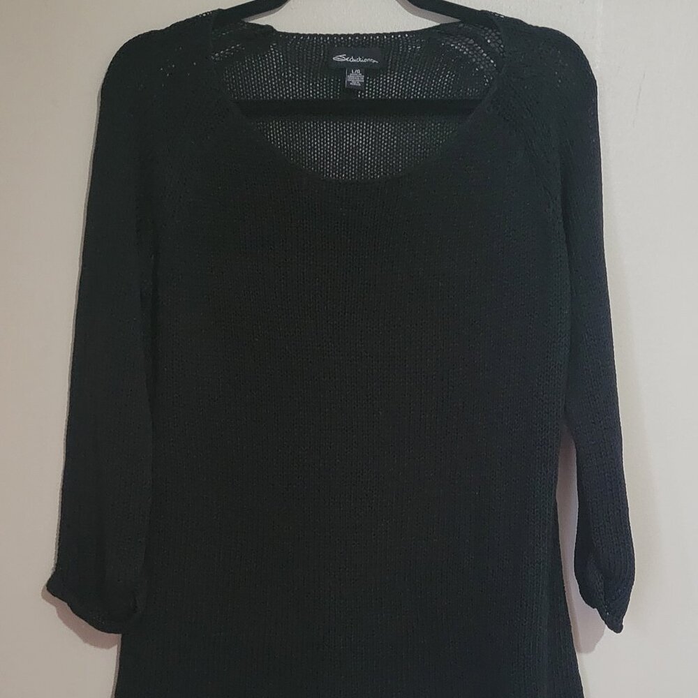 Black Open Knit Sweater